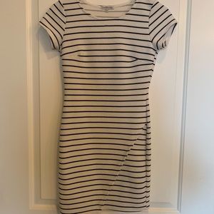 Bodycon asymmetrical striped dress